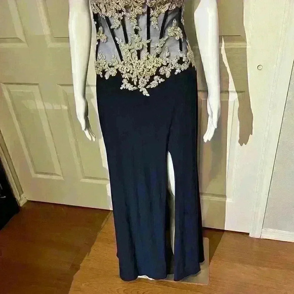 Glow By Colors Womens Corset Sequin Semi Sheer Strapless Jovani Evening Dress 6 - Picture 9 of 16